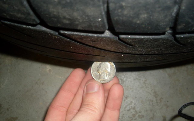 Tire Tread Wear Test with Quarter