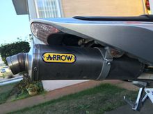 Arrow aftermarket exhaust, louder but not obnoxious