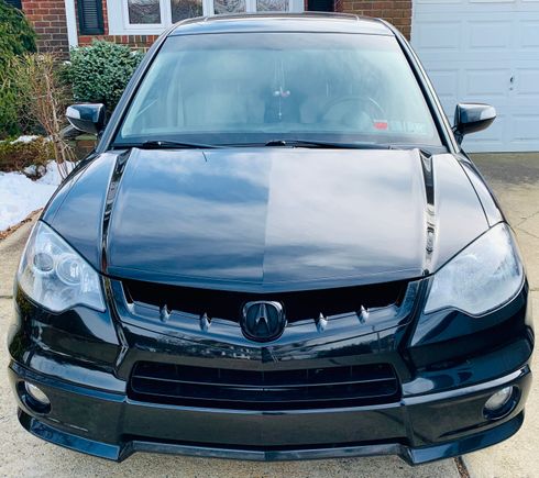 Front of my RDX with the painted grille, emblem, and lower front spoiler.