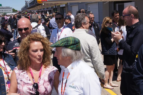 Jackie was everywhere yesterday as was Coulthard and Johnny Herbert.