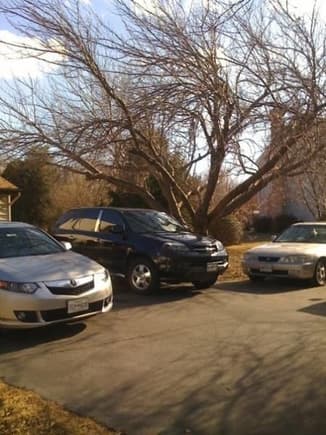 new tsx, my mdx, and my tl in my driveway