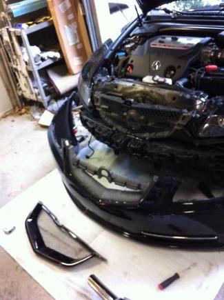 painted mesh grill about to go on