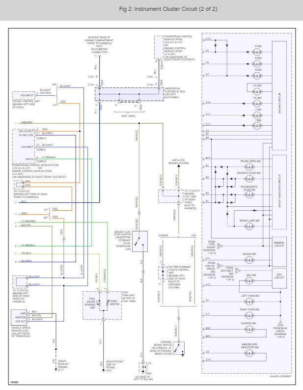 Diagram of electrical connections of the instrument panel. - AcuraZine