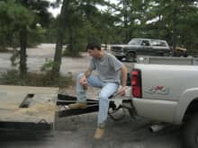 My good friend rob on his tailgate. We went ridin for the day. THis pic is at lunch time!!!                                                                                                             