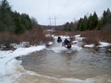 crossing a river in the winter / tri-state trails / beergut's house