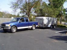 My tow rig. '98 F150 with an '03 7x12 Haulmark. Awsome trailer. I have had quite a few compliments.                                                                                                     