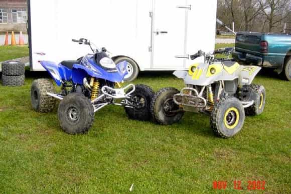 Here is a picture of both my new quads. The 03 GasGas 300 and the 02 Cannondale Speed