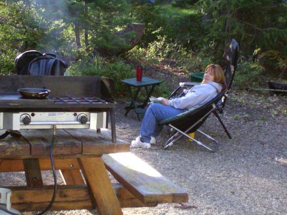 Relaxing by the campfire