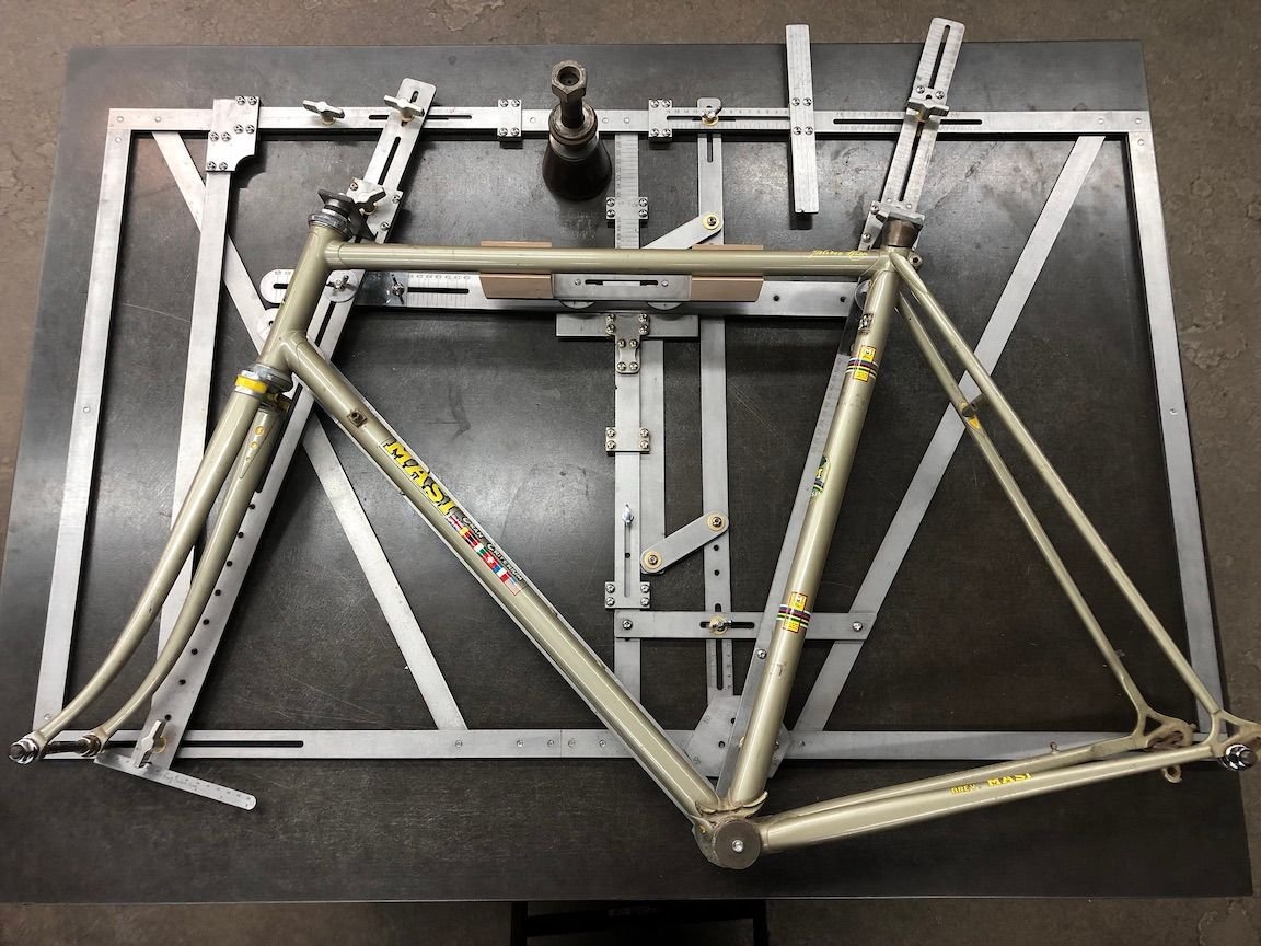 This isnt the Waterford but it illustrates how I discover a frames geometry.  This is my Masi I got in 1972 and I wanted decider its geo.  