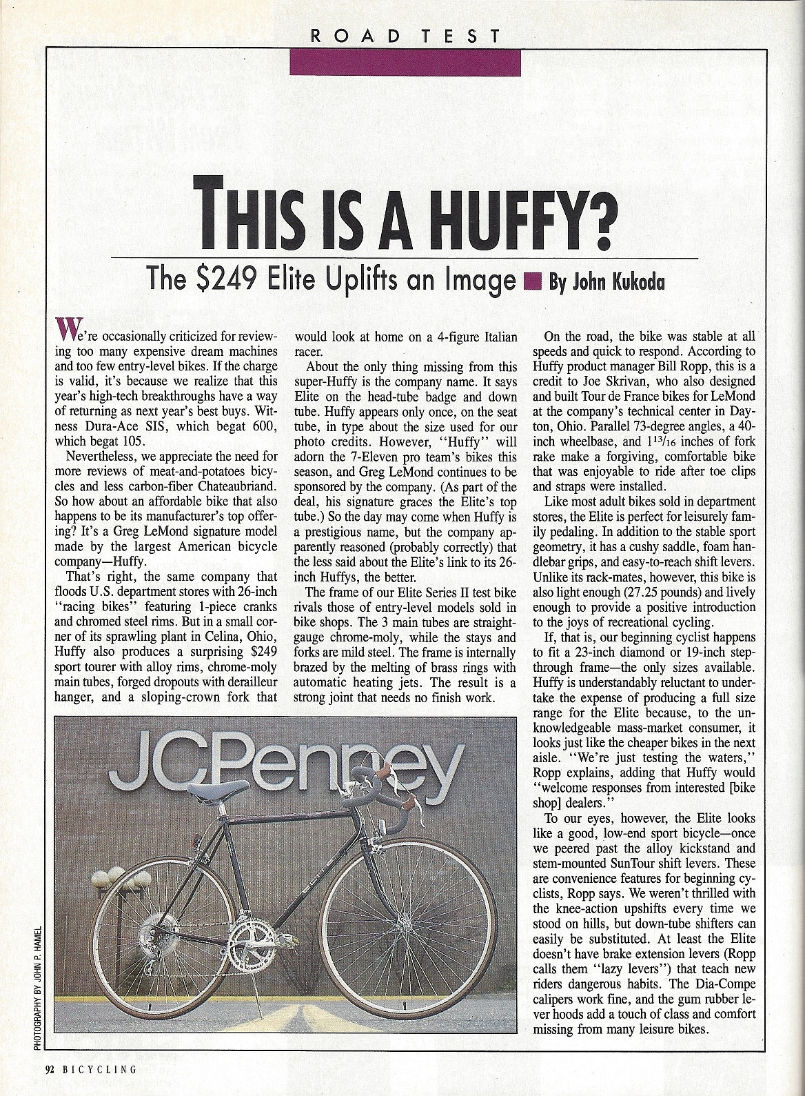 Road Test Bike Review 1987 HUFFY Elite Greg LeMond Signature