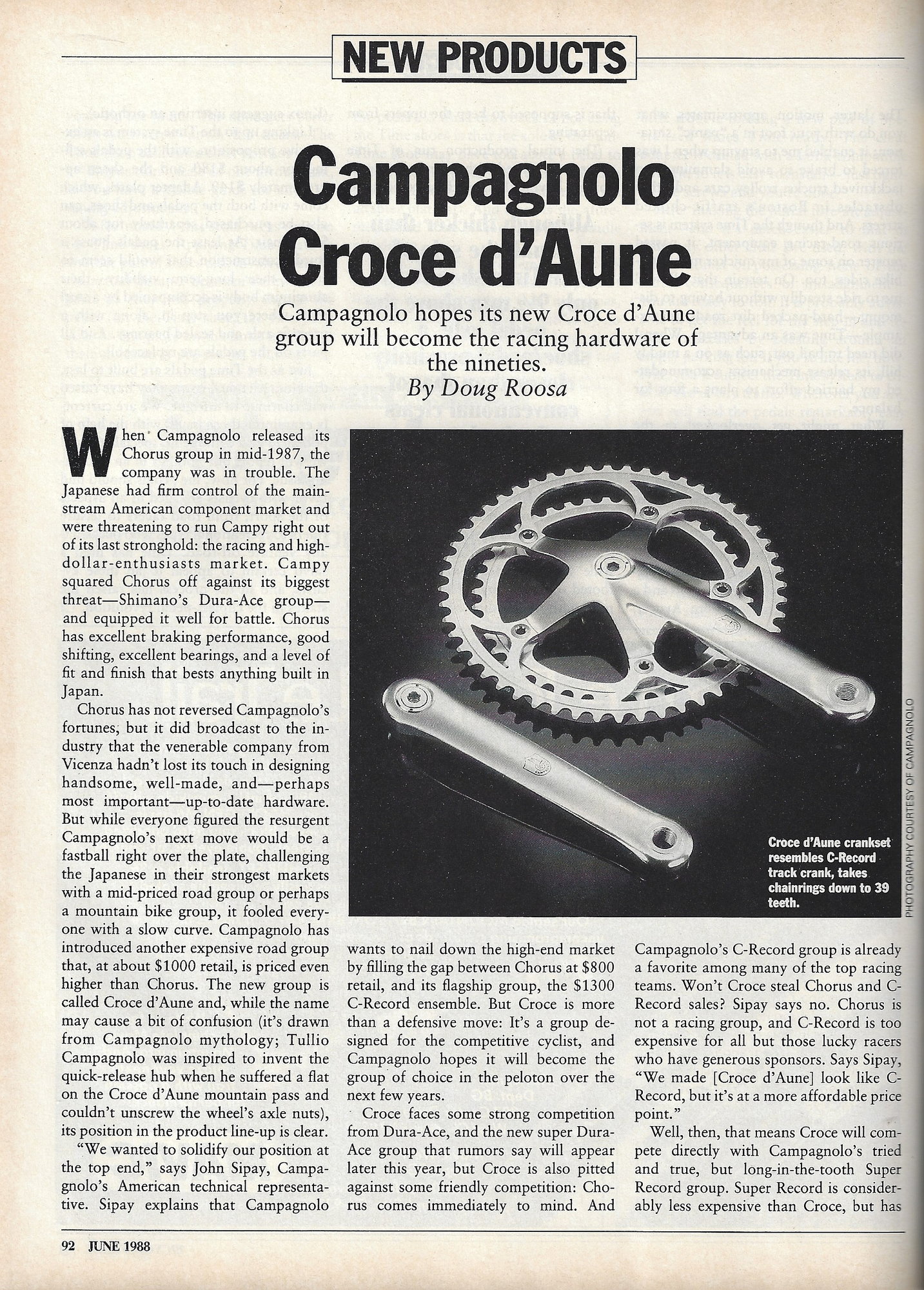 Diligence eksperimentel Fare Equipment/Product Review (1988) CAMPAGNOLO Croce d'Aune (new product  introduction) - Bike Forums