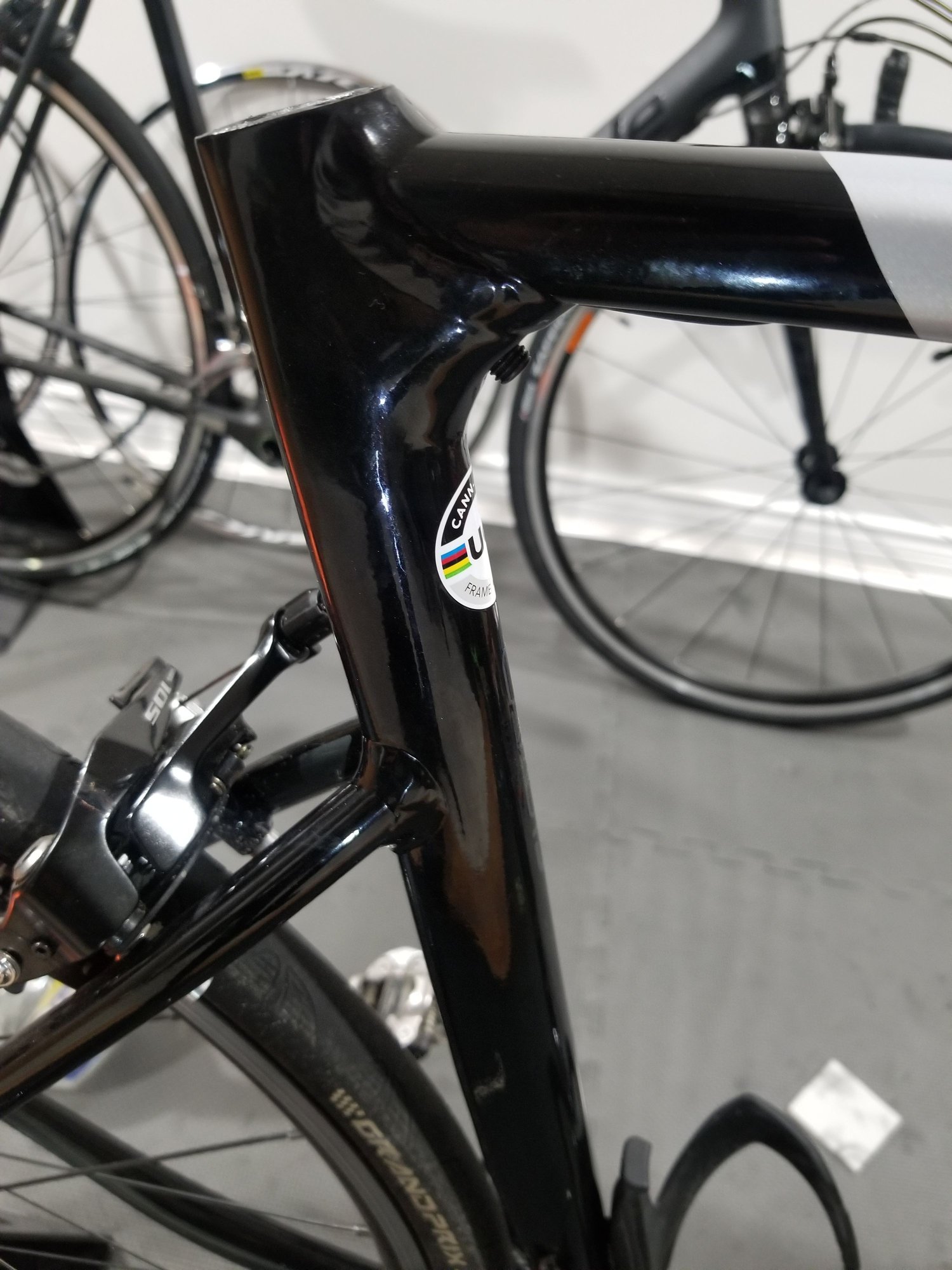 scratched aluminum bike frame