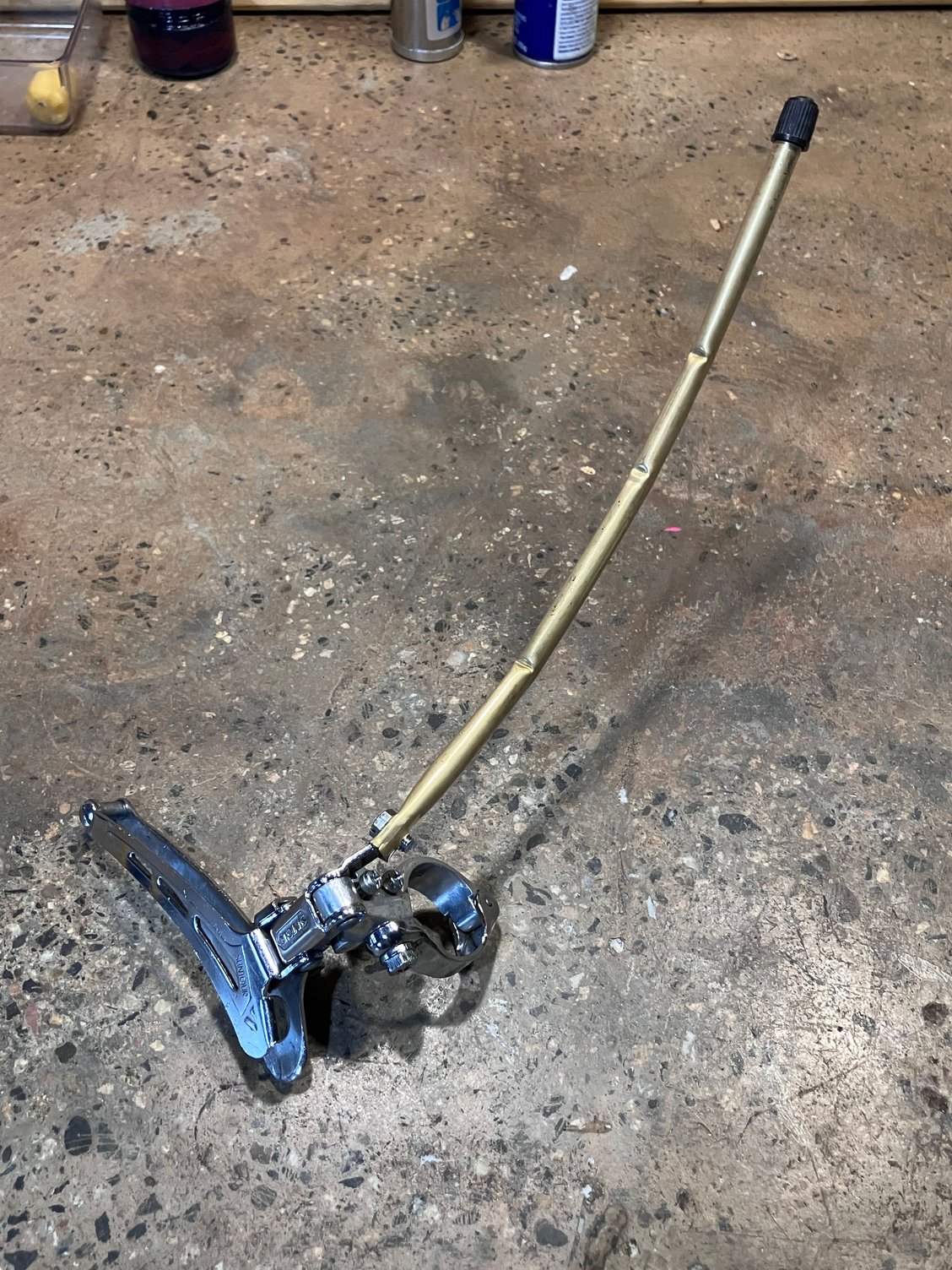 I went with a brass tube to keep things extra classy. Just need to mount this pup on an old Nishiki and give it a whirl.