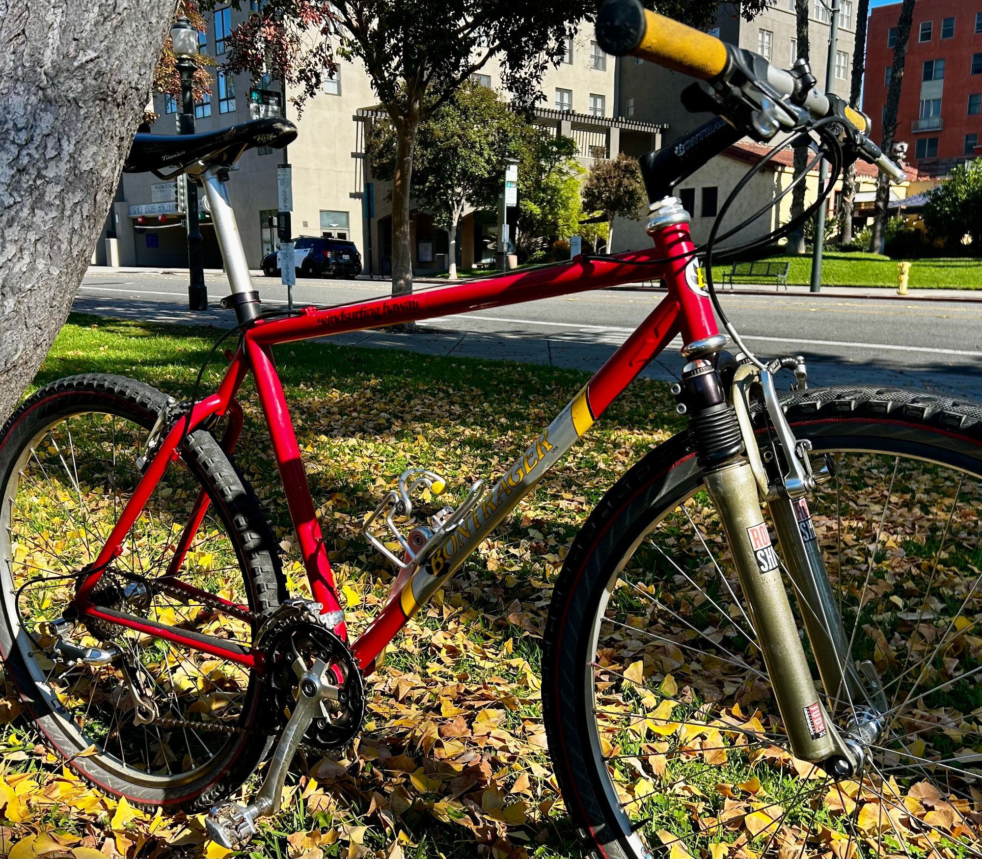 I had a Bontrager cyclocross bike I got from an ex employee in Santa Cruz for about 25 years. It burned with all my other bikes last year so this is for pure nostalgia and will be ridden by my wife since it is too small for me. It�s stripped to the frame now and has a replacement rigid fork (also made by Keith in Santa Cruz) waiting to go back together. 