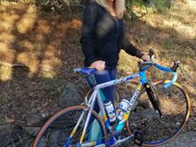 And the gf with her favorite bike,a 97? Colnago Mapei 