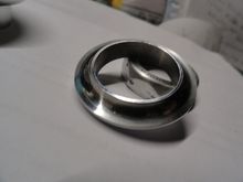 Lower race after reconditioning.  Dimples gone and nice shinny surface for bearings to ride on.