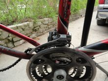 Shimano FD and riveted crank.  BB seems ok, but this one needs some cleaning.