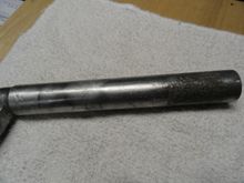 Seat post as sent from CO listed as pretty rough.     You can see the damage from dieletric brinnelling at the bottom.