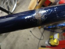 Rust bloom on underside of top tube