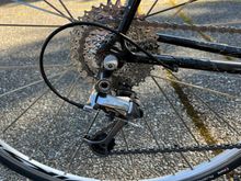 Same front crank but now with 9 speed cassette and long cage RD - much better for the huge hills in my area.