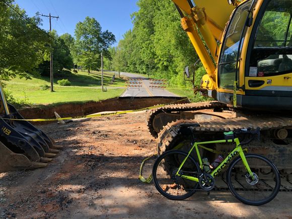 First detour....replacing a culvert washed out by heavy rains. Added a few miles.
