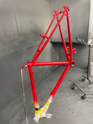 With the white masked off, applying the red