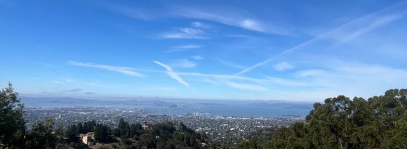 .
About to cross over the ridge of the Berkeley/East Bay Hills, here is a view looking inland to the southeast.