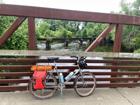 Over the Kalamazoo River on the Kalamazoo valley river trail. 