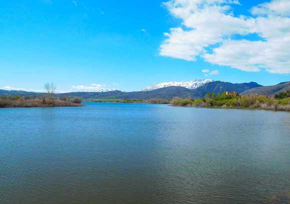 Reservoir is pretty full now, this shot taken right off the paved bike path.