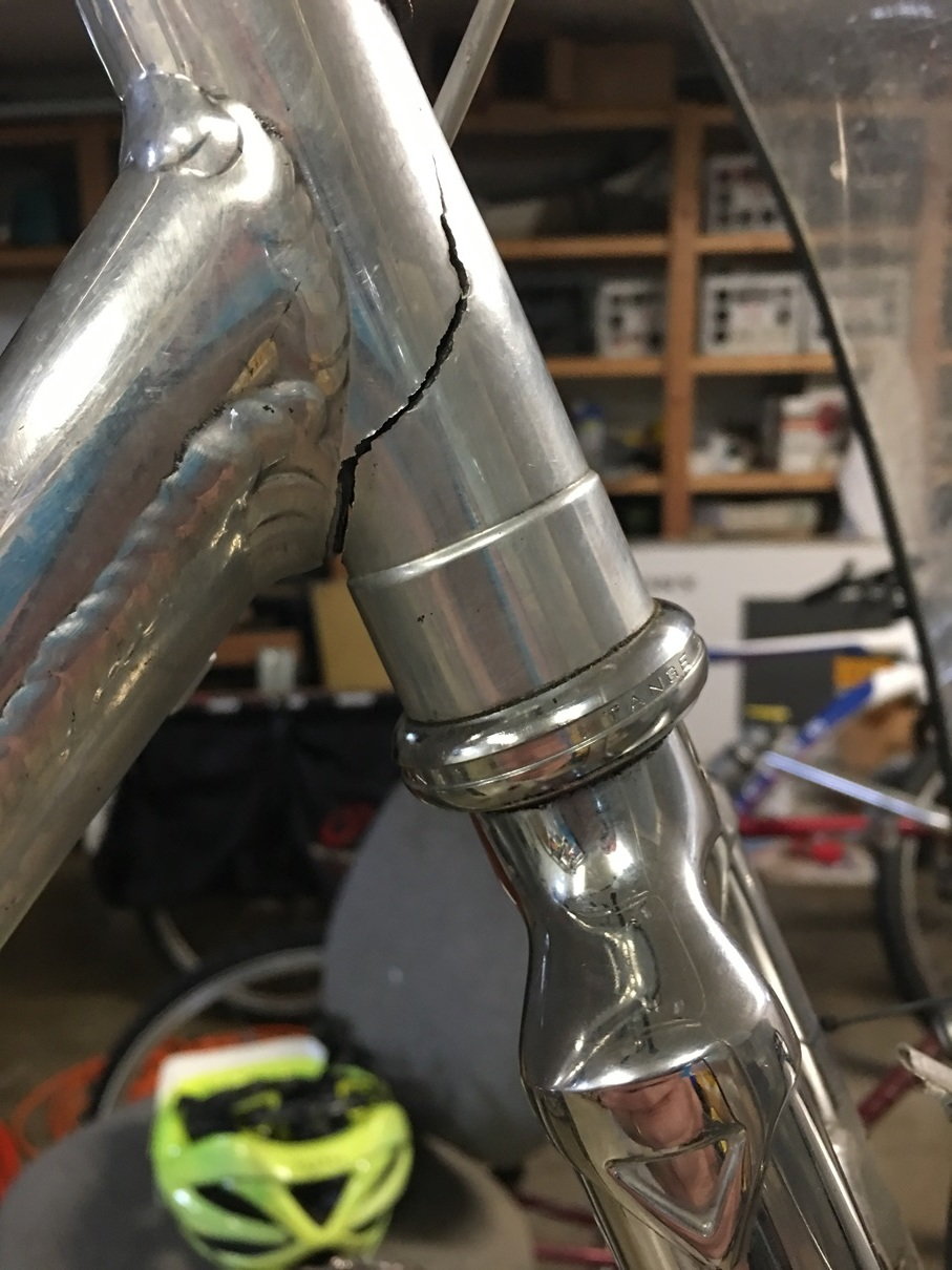 cracked aluminum bike frame