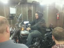 On a Fatboy at the Harley Davidson Dyno