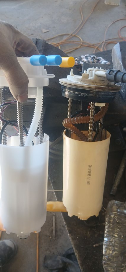 New and old fuel pumps.