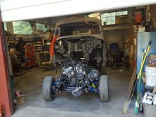 Body fitting again. Core support non existing in this pic. Fabrication on both front body mounting and rear cab at bumpers 
