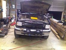 Front shot of putting in the 2" body lift