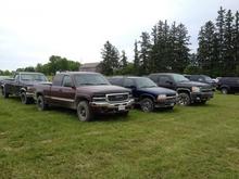 At a huge automotive flea market in Orillia after a night in the trucks camping on the trails.