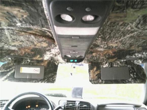 Mossy Oak Break Up, headliner, ceiling cluster and visors