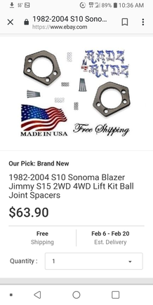 This is the spacer kit i found on ebay