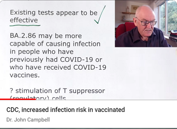 See the misleading video title a few days ago? He went on to suggest the evasion would be greater for the vaccine than for those infected. Using his understanding of immunology and a few diagrams....