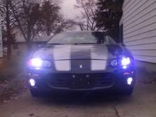 After Market Head Lights With HID Kit ON Close