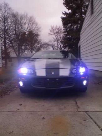 After Market Head Lights With HID Kit ON Close