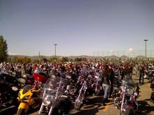 Bike rally for Emily Keys.  Mine is the only crotch rocket.
