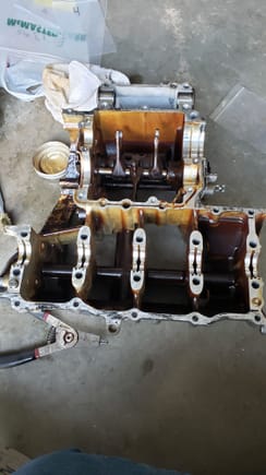 bottom half of engine case before...