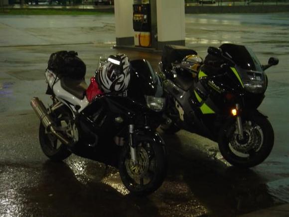 In Louisiana getting rained on.  It flooded too, we had to stay an extra night because of it.  2008