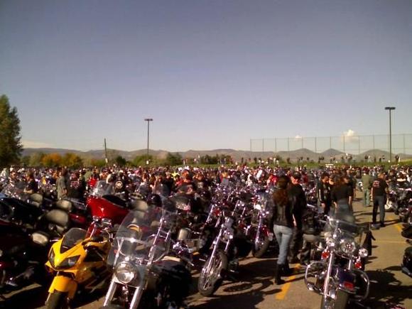 Bike rally for Emily Keys.  Mine is the only crotch rocket.