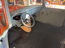 Painted interior, with one piece windows, and new column and steering wheel.