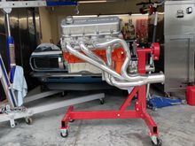 2022 Big Tube Hooker Headers (2 in primary) fitted (took a touch of grinding on flanges to clear head bolts).   Next STEP PUT TRANY BACK ON AND GET IT IN THE CAR!