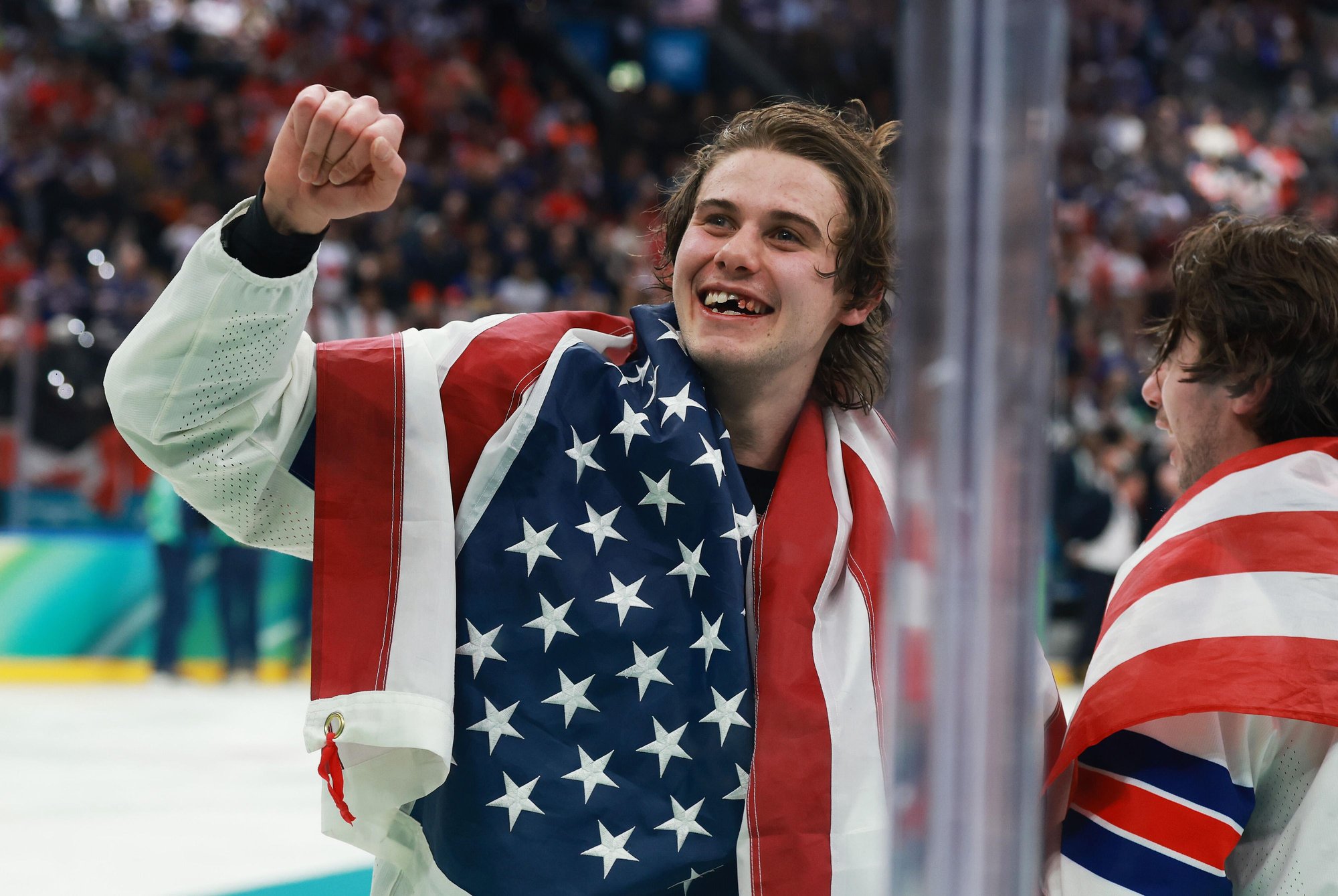 Jack Hughes, teeth broken out and mouth bloodied from a high stick earlier in the game, returned to the ice shortly after it happened, and later scored the game winning goal for the USA in OT.  Now that's one tough ****!!!