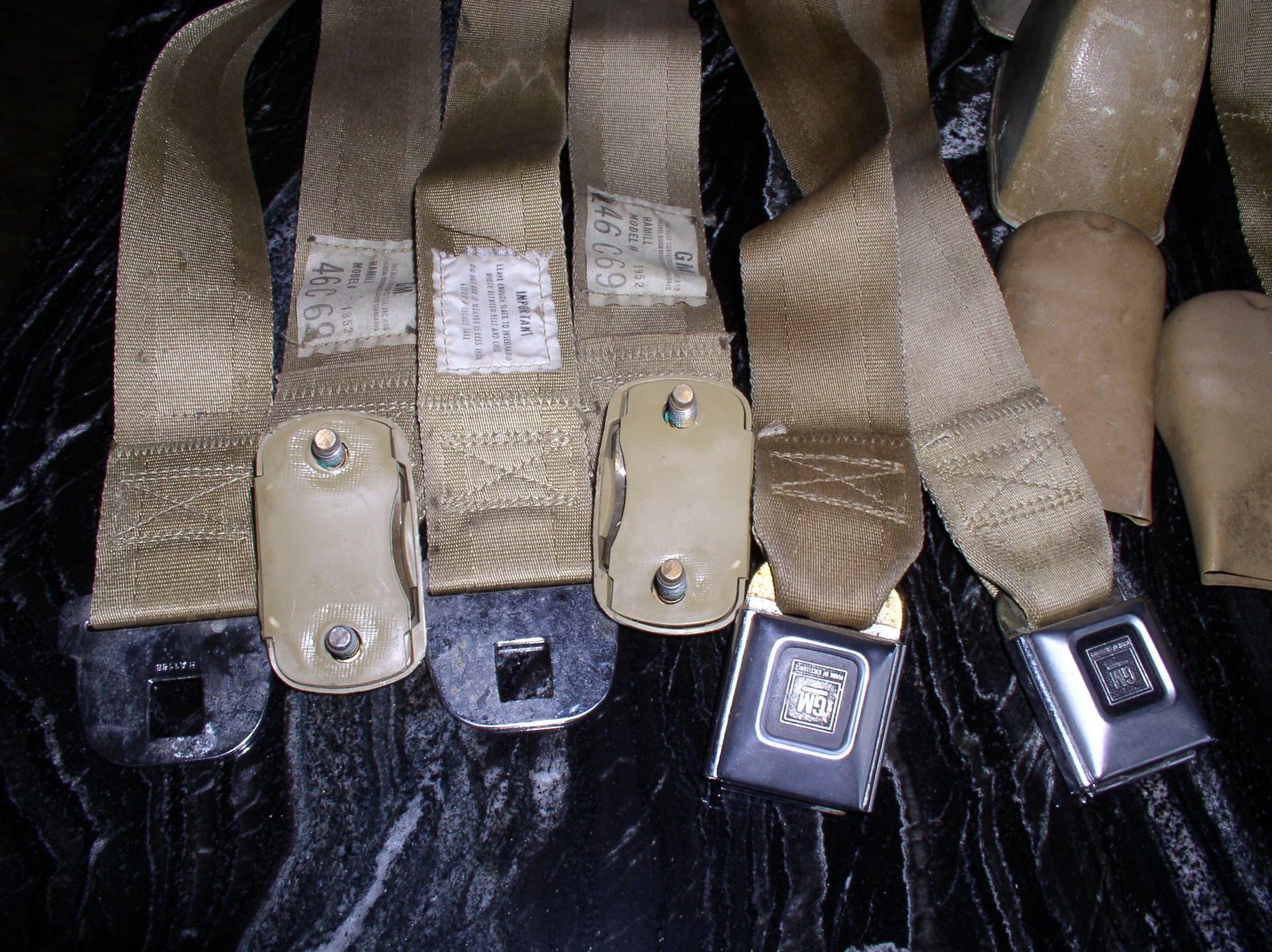 1970 Gold Seat Belts With Deluxe Nickel Buckles