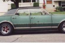 '67 Cutlass side

The Green Banana! This is the only car I ever took to 120 miles per hour...my brother behind me in his Eagle Talon said that flames were shooting out of the exhaust.