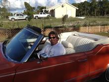 My happy hubby! We had a car like this over 22 yrs ago and it was too much for us at the time to restore. We vowed if we ever could get another one we would restore it now that we can afford to do it. Our anniversary gift this year to ourselves was this car! Our young love car!  Sweet!